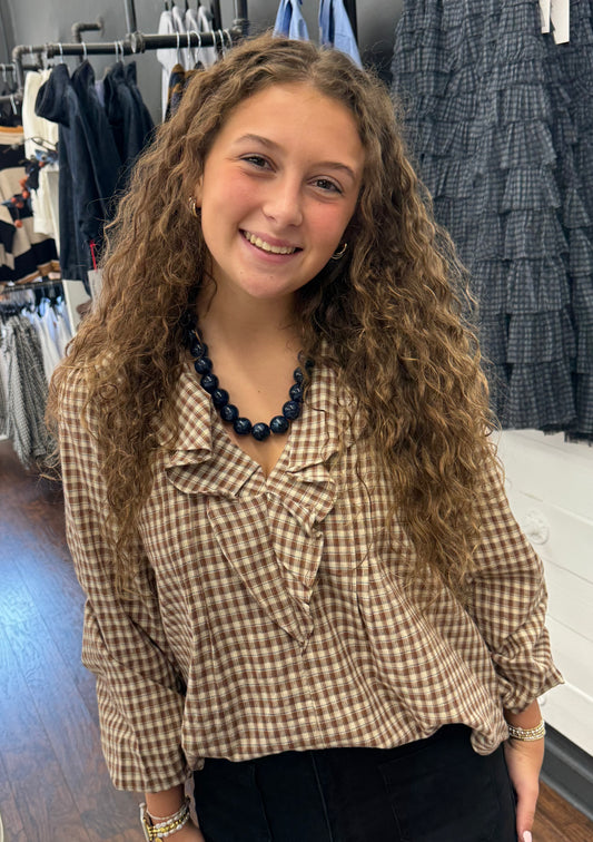 Gingham Ruffled Top