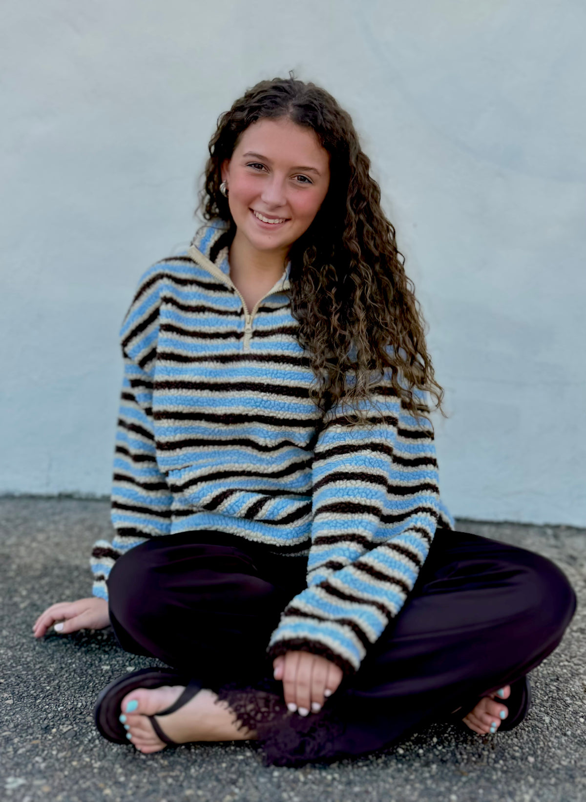 Striped Sherpa Pullover
