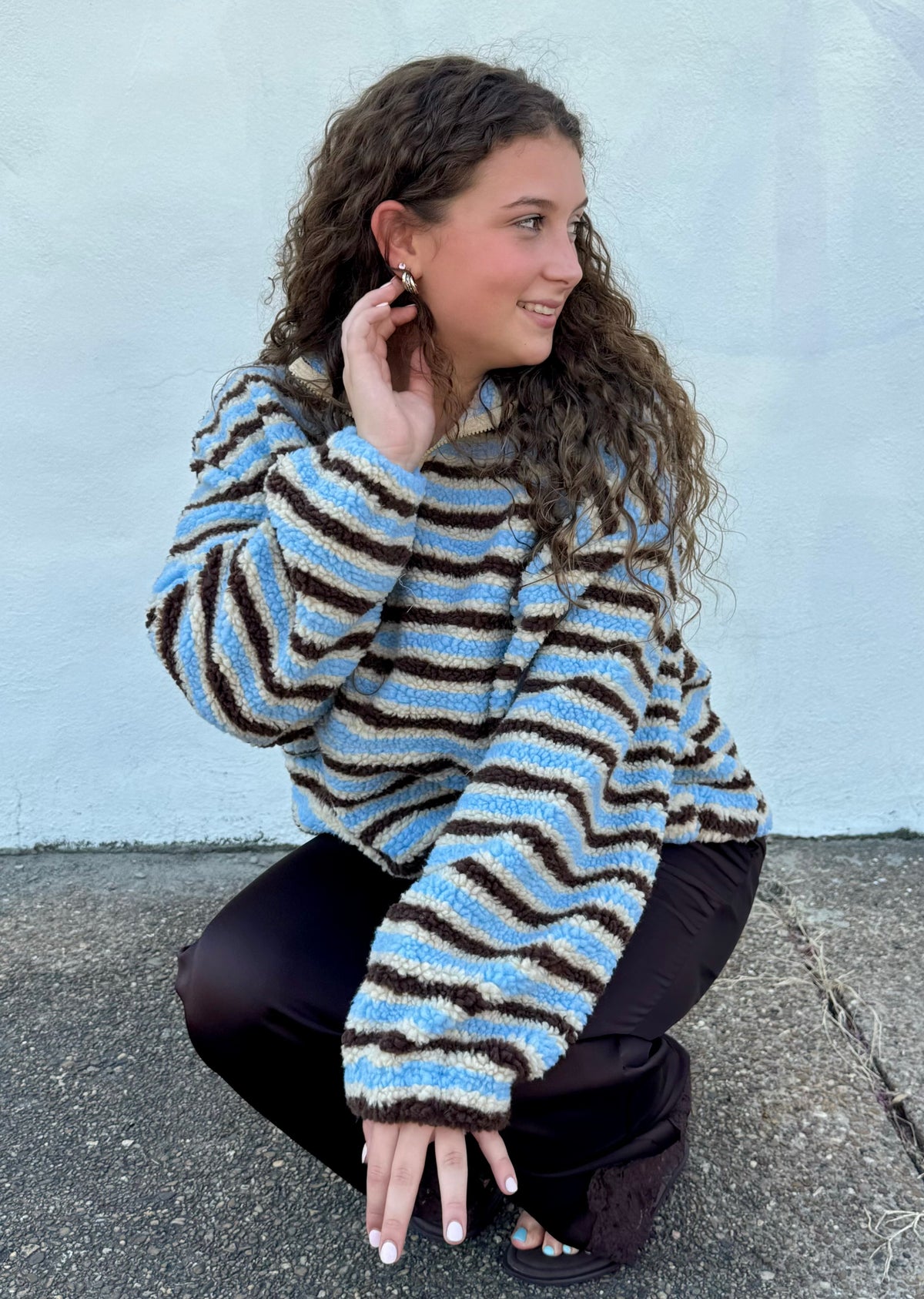 Striped Sherpa Pullover