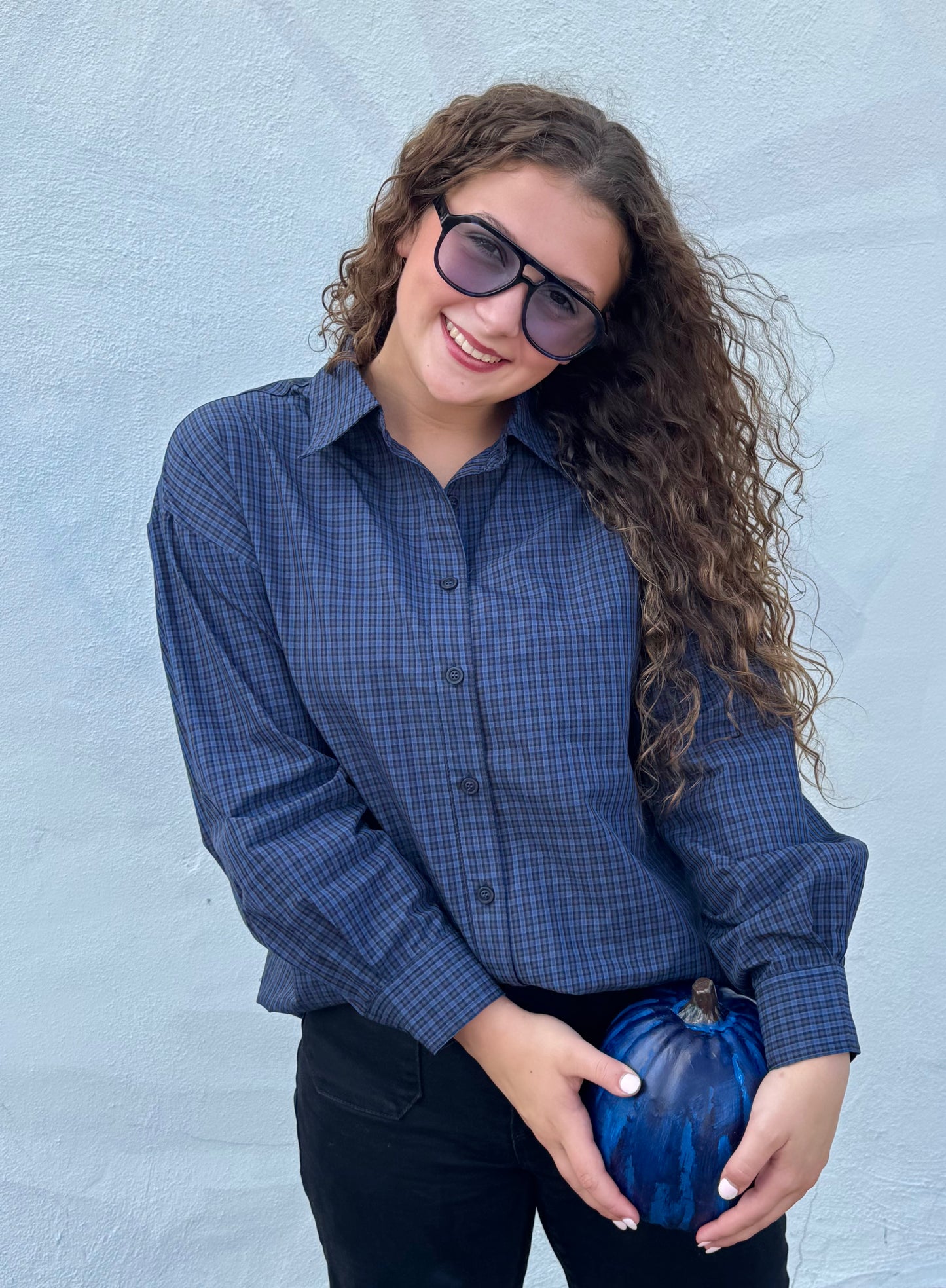 Navy Plaid Oversize Shirt