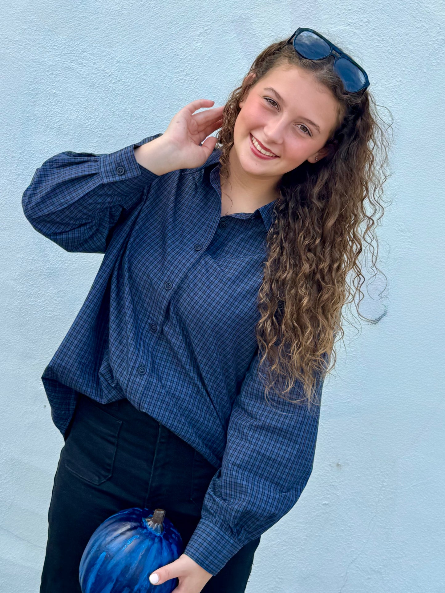 Navy Plaid Oversize Shirt
