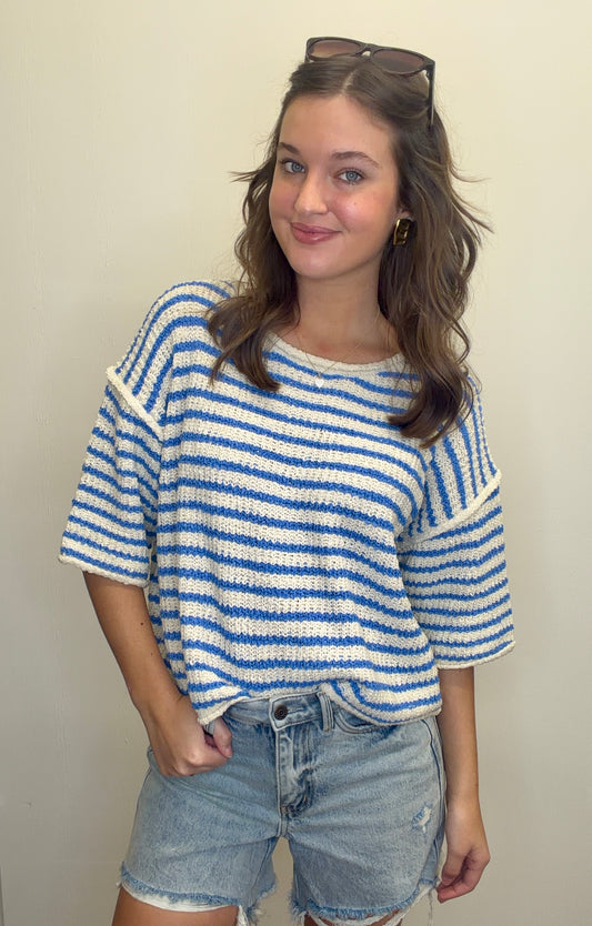 3/4 Sleeve Stripe Top