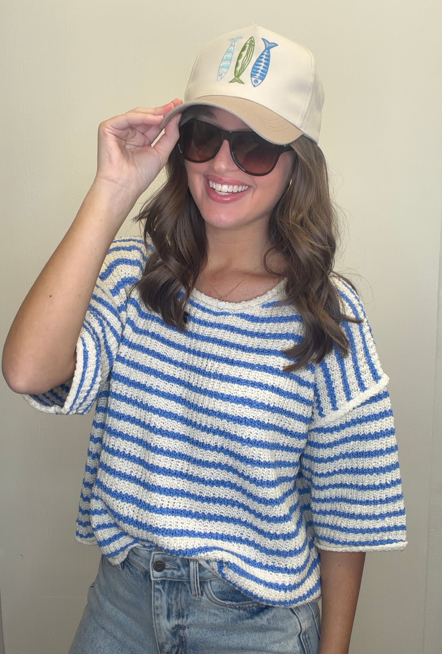 3/4 Sleeve Stripe Top