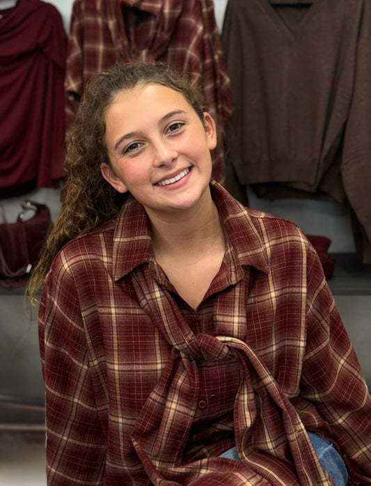Plaid Shirt/Scarf Set