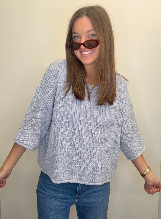 3/4 Sleeve Solid Sweater