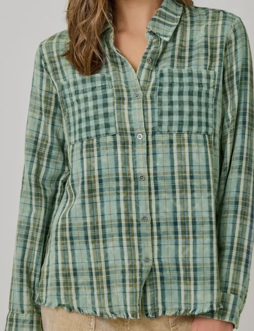Fringe Hem Plaid Shirt