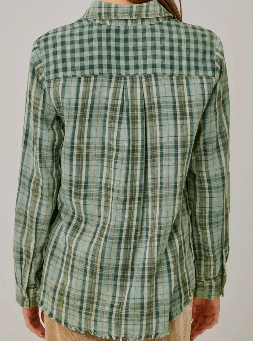 Fringe Hem Plaid Shirt