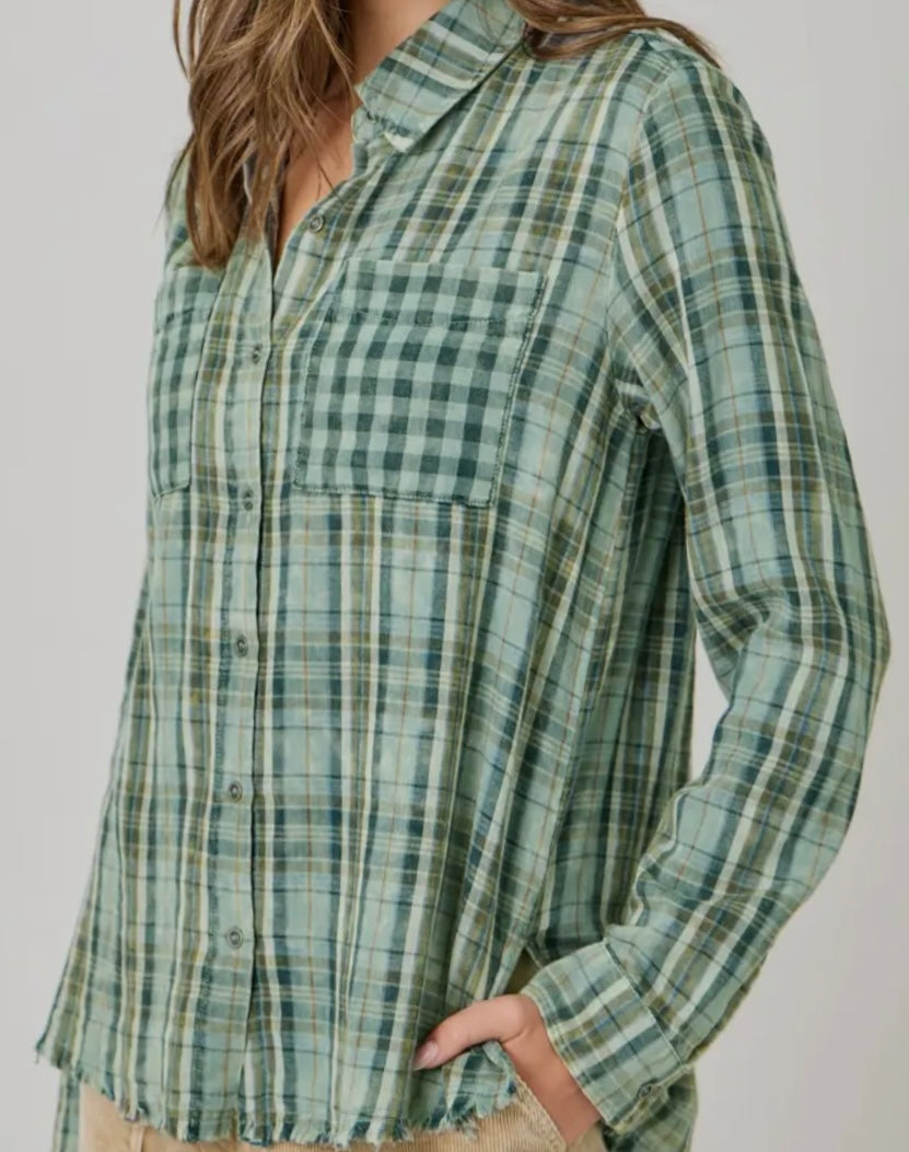 Fringe Hem Plaid Shirt