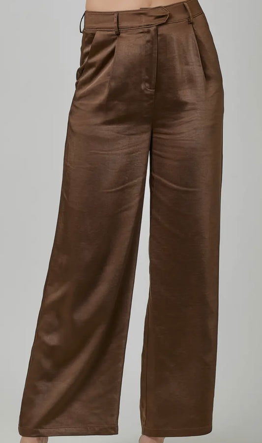 Brown Satin Pants