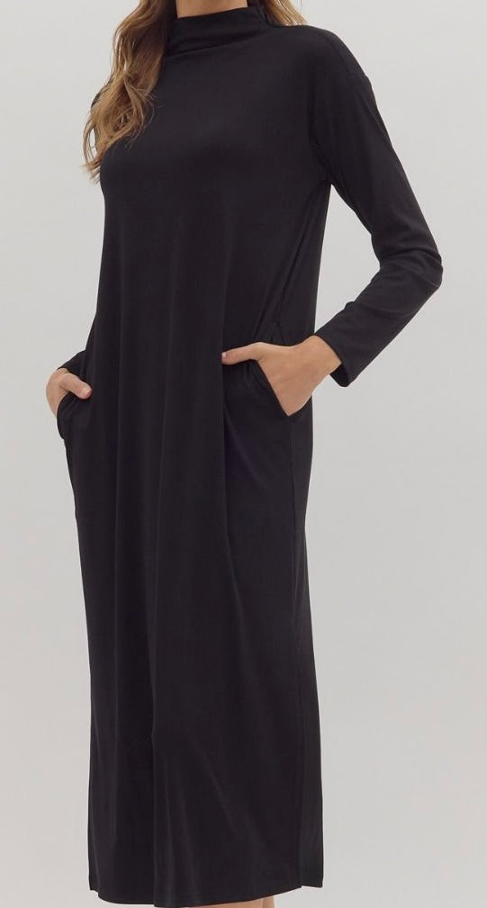 Mock Neck Midi Dress