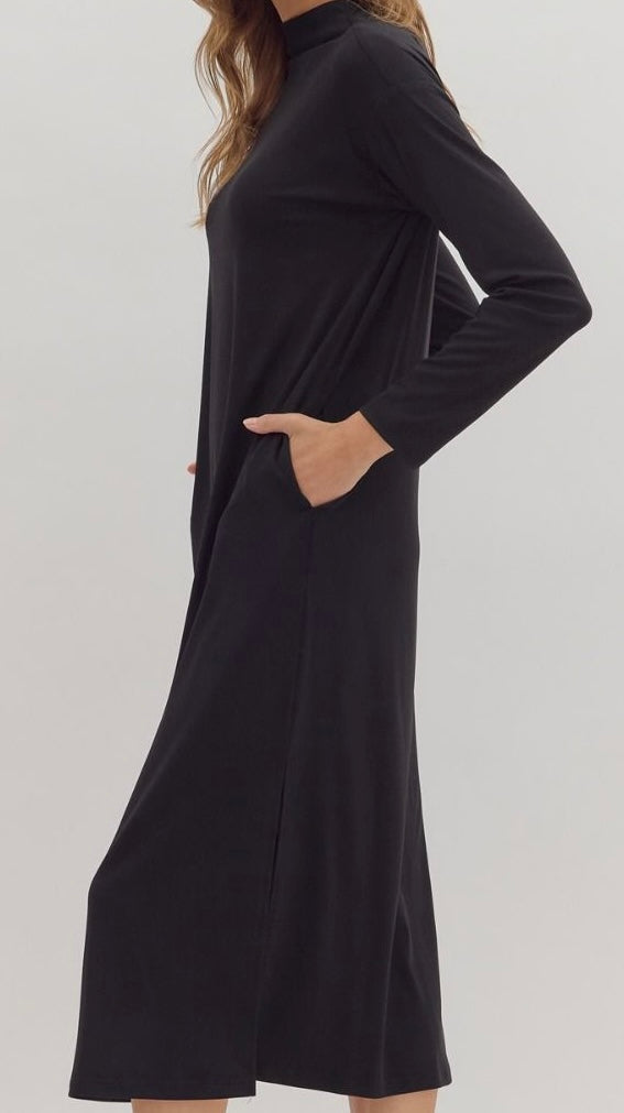 Mock Neck Midi Dress