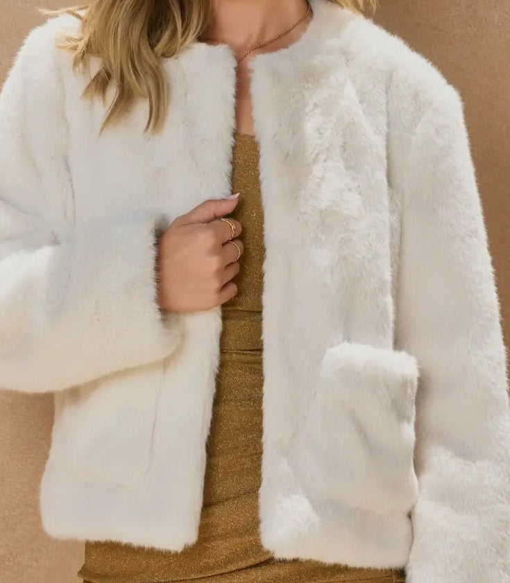 White Faux Fur Jacket