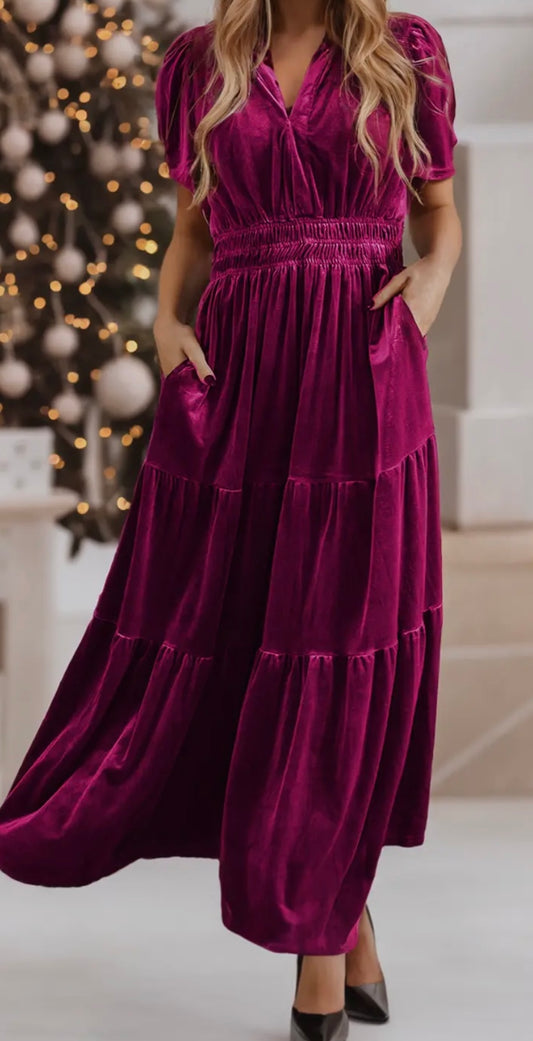 Velvet Tiered Maxi